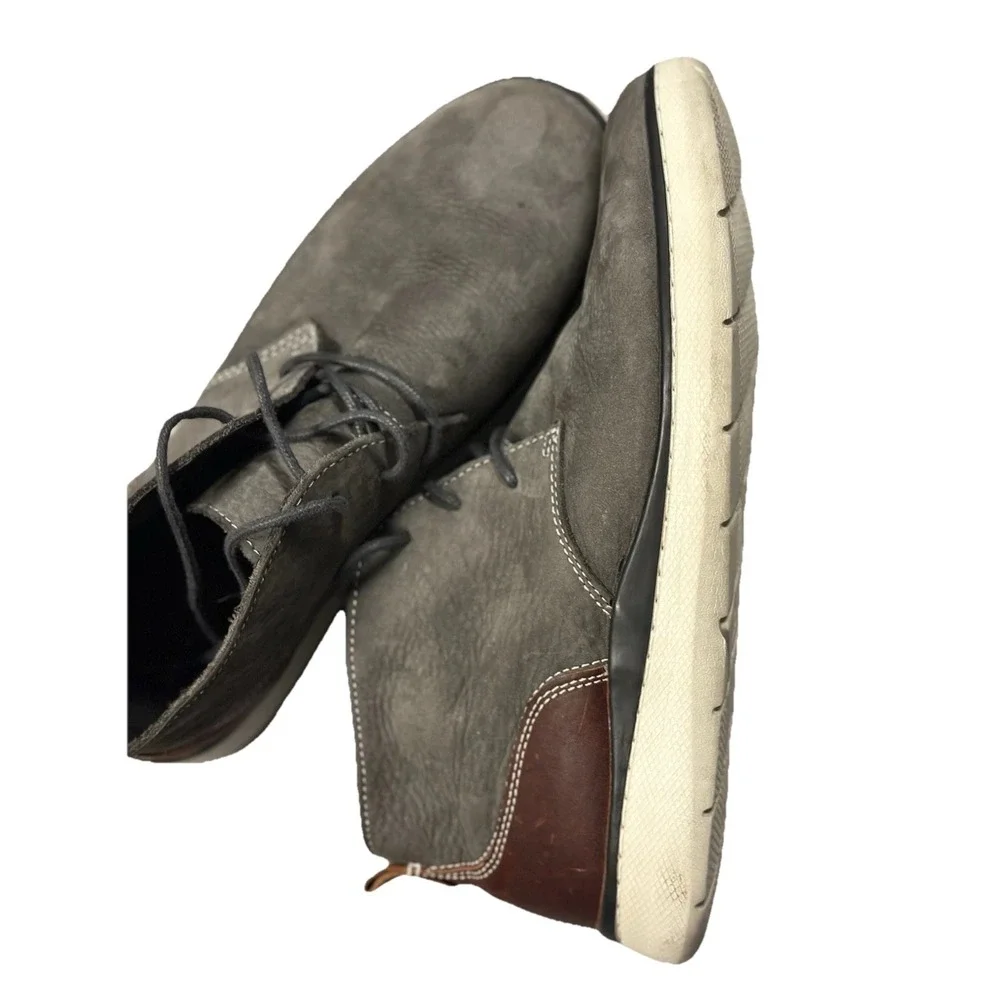 Johnston & Murphy Sheepskin Leather Boots Men's 10.5 Farley Nubuck Chukka Gray